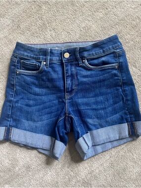 White House Black Market Dark Blue Rolled-Hem Denim Shorts